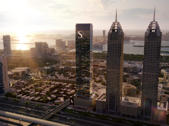 The S Tower luxury residential skyscraper exterior Dubai