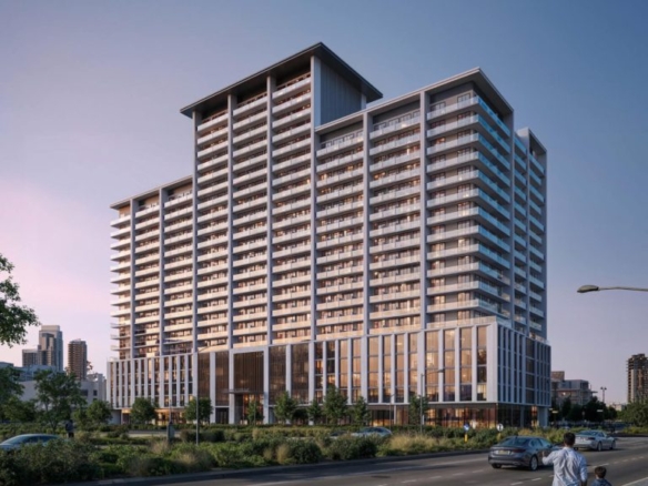 Binghatti Amberhall exterior view in Jumeirah Village Circle Dubai