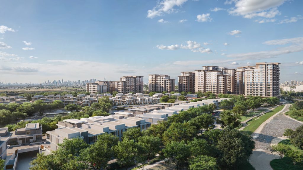 Exterior view of Expo Valley Views apartments – sustainable development in Expo City Dubai