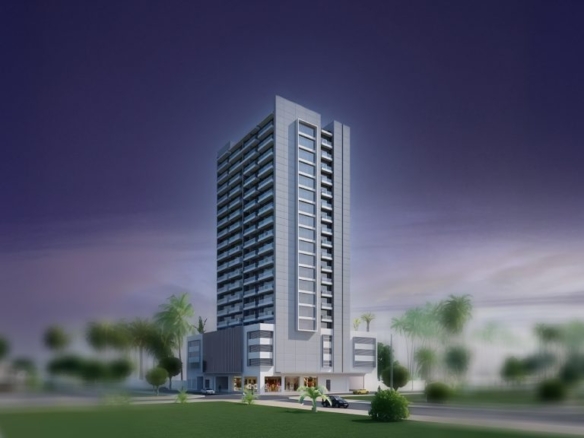 Exterior view of Esplora Residences tower in Jumeirah Village Circle, Dubai