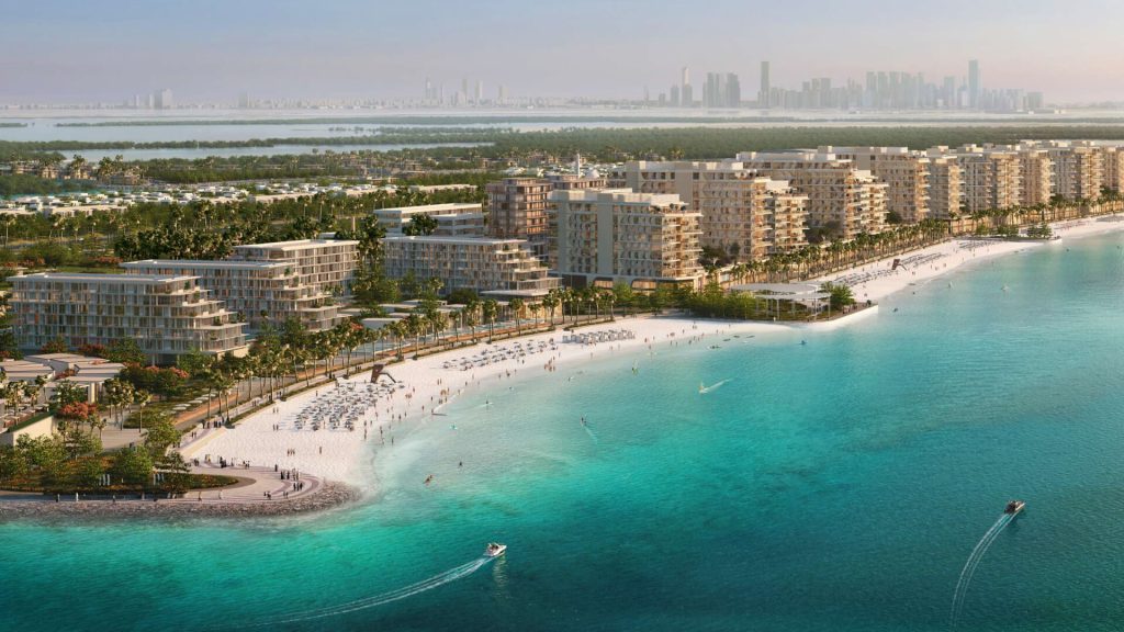 Fahid Beach Residences waterfront apartments building and promenade – Fahid Island Abu Dhabi