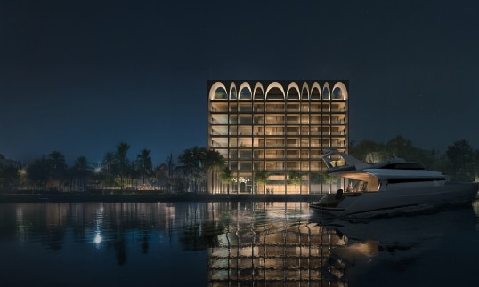 Sea Mirror Residences luxury waterfront villa exterior, Jumeirah Bay Island Dubai