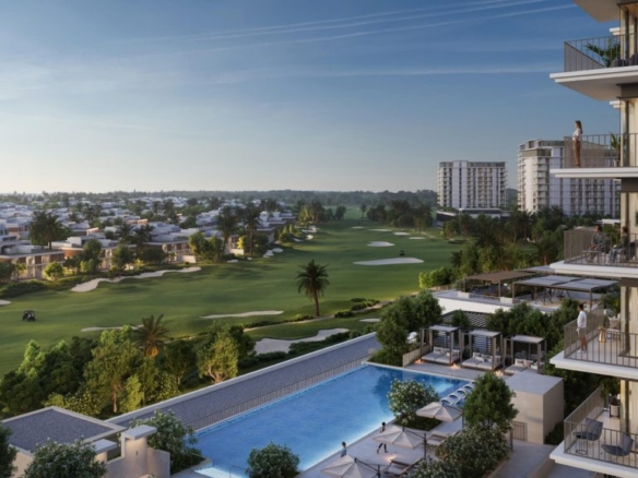 Golf Verge apartments by Emaar South – exterior view over golf course