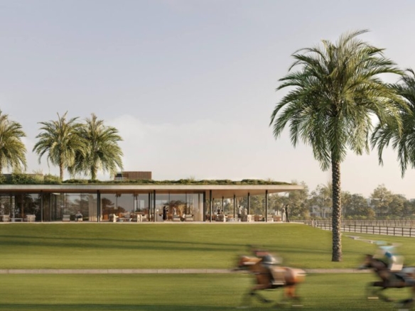 Grand Polo Club & Resort Dubai – exterior view of luxury villa overlooking polo field