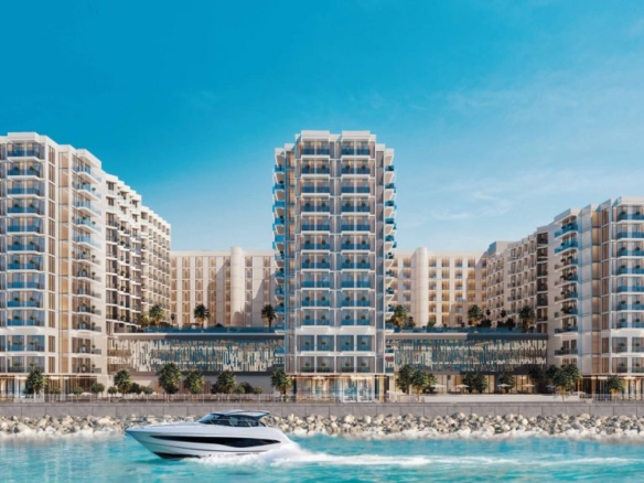 Playa Viva waterfront apartments Al Marjan Island - modern exterior with ocean view