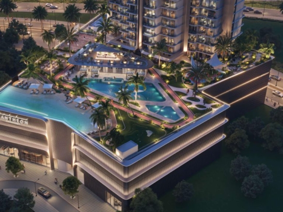 Voxa by Pantheon — Exterior view of modern apartment tower in JVT Dubai