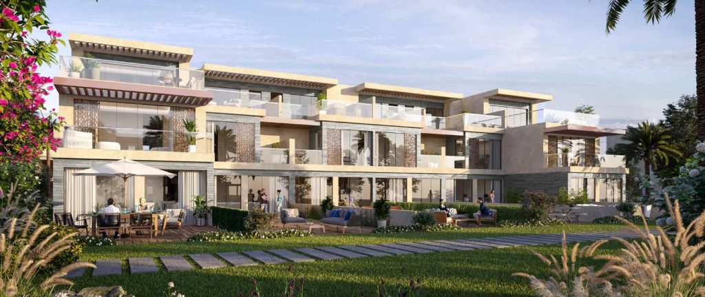 Exterior view of Legend at Damac Hills villa Dubai on golf course