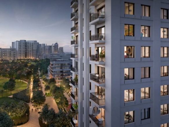 Creek Crescent waterfront apartments and townhouses at Creek Island, Dubai Creek Harbour – exterior view