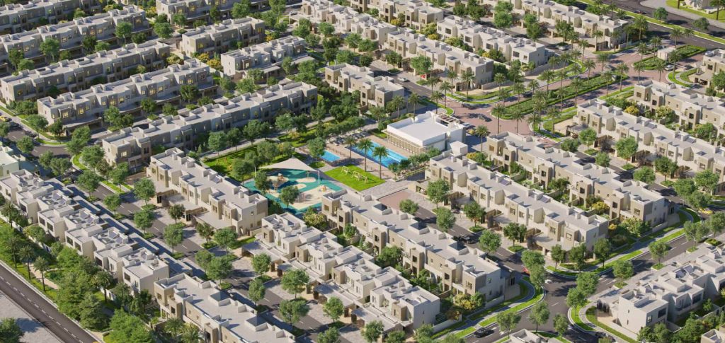 Reem Townhouses exterior view Dubai townhouse for sale