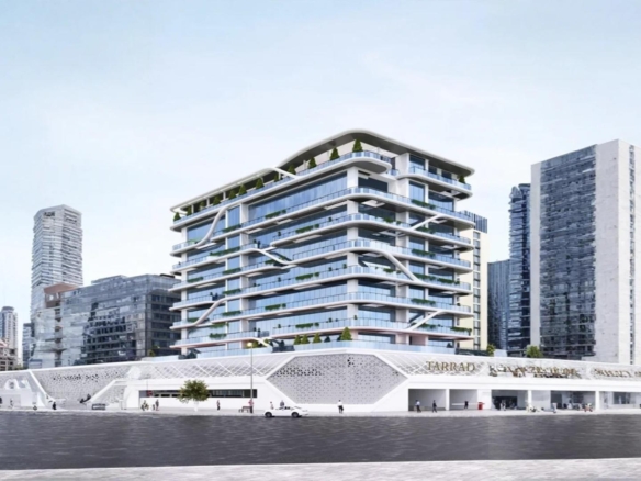 Mackerel Tower exterior waterfront view Dubai Islands