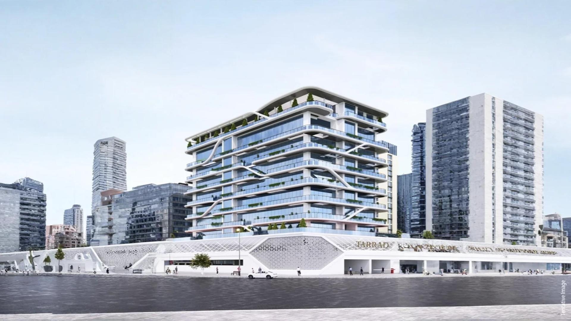 Mackerel Tower exterior waterfront view Dubai Islands