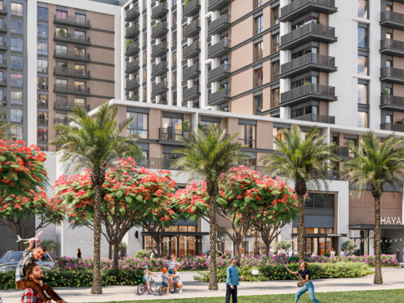 Haya on the Park Town Square Dubai residential building exterior