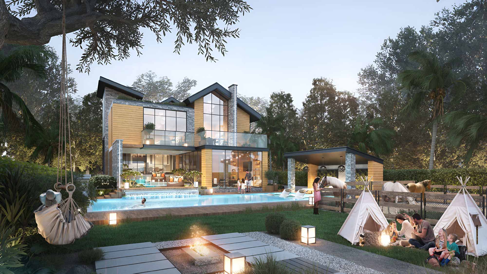 The Farmhouses DAMAC Hills 2 Dubai luxury villa exterior