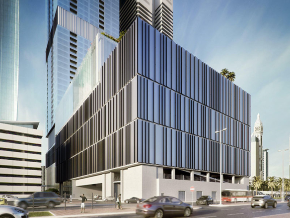 Entisar Tower exterior on Sheikh Zayed Road Dubai