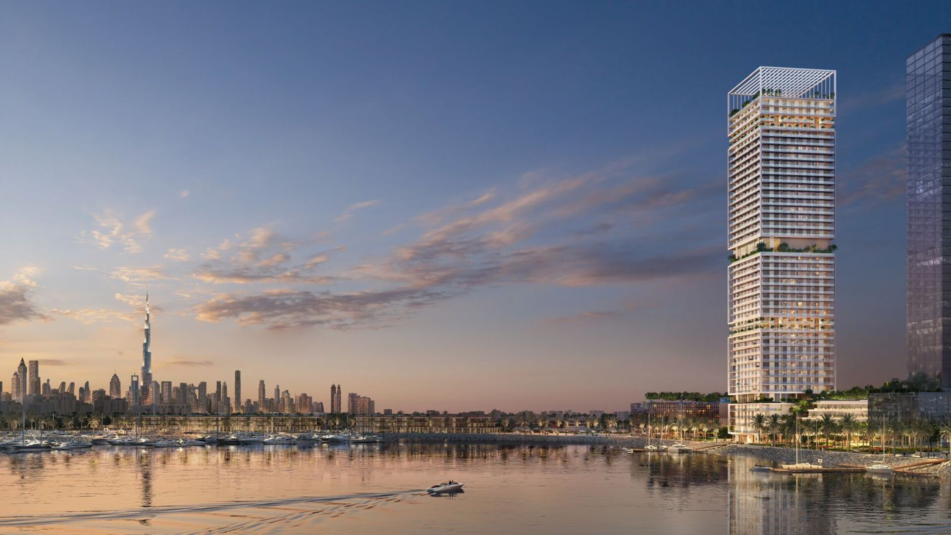 1 Orise Tower exterior waterfront view Dubai