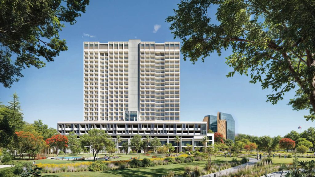 11 Hills Park Dubai Science Park exterior view of modern apartments