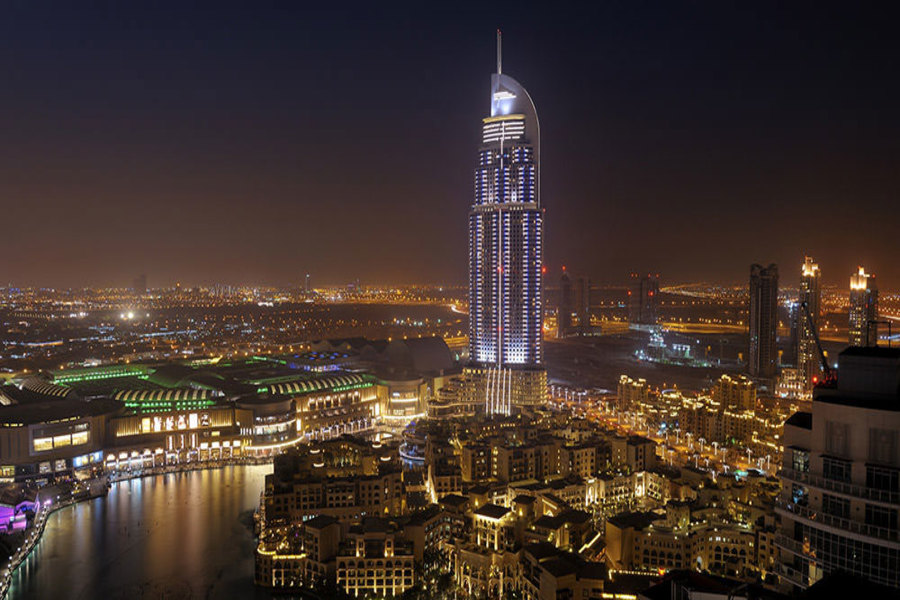 The Address Downtown Hotel Dubai exterior tower view