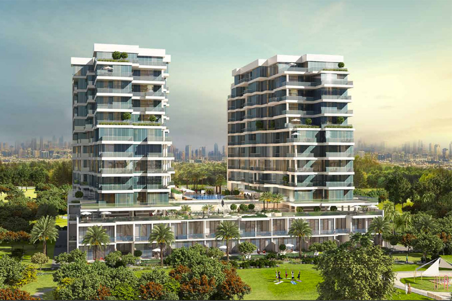 Orchid Apartments residential building in Damac Hills Dubai