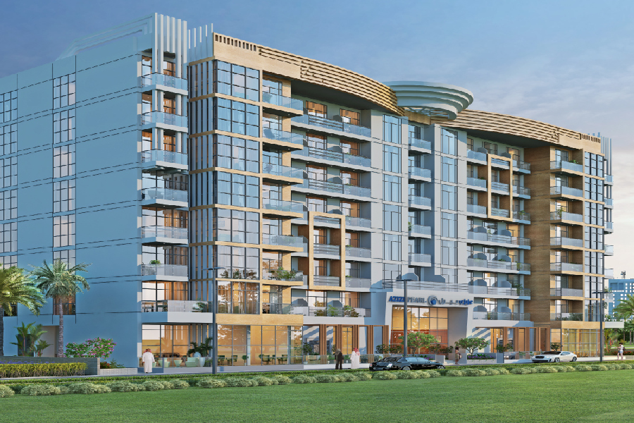 Azizi Pearl residential building exterior in Al Furjan Dubai