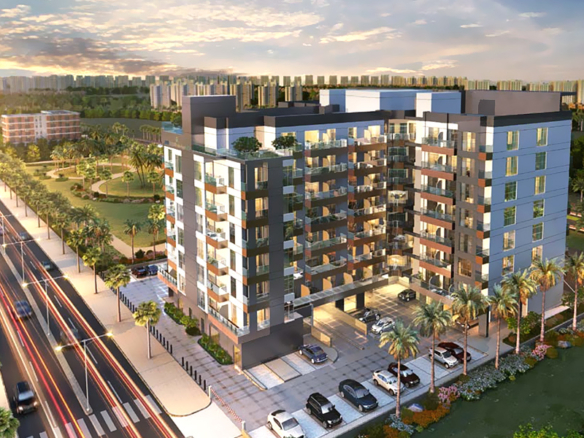 Azizi Berton residential building exterior in Al Furjan Dubai