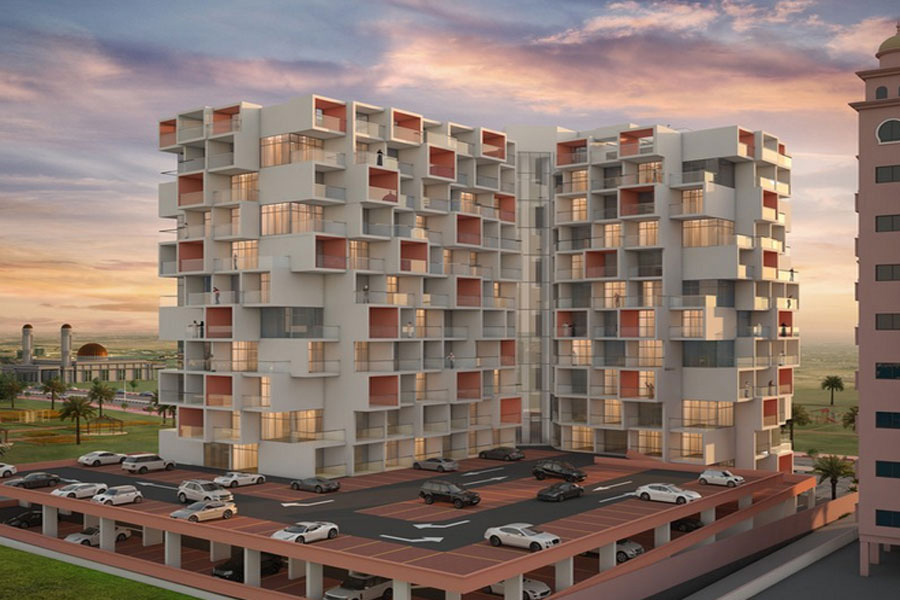 Binghatti Views residential building exterior in JVC