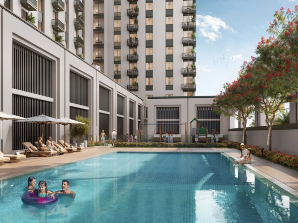 Olbia Apartments exterior view in Town Square Dubai