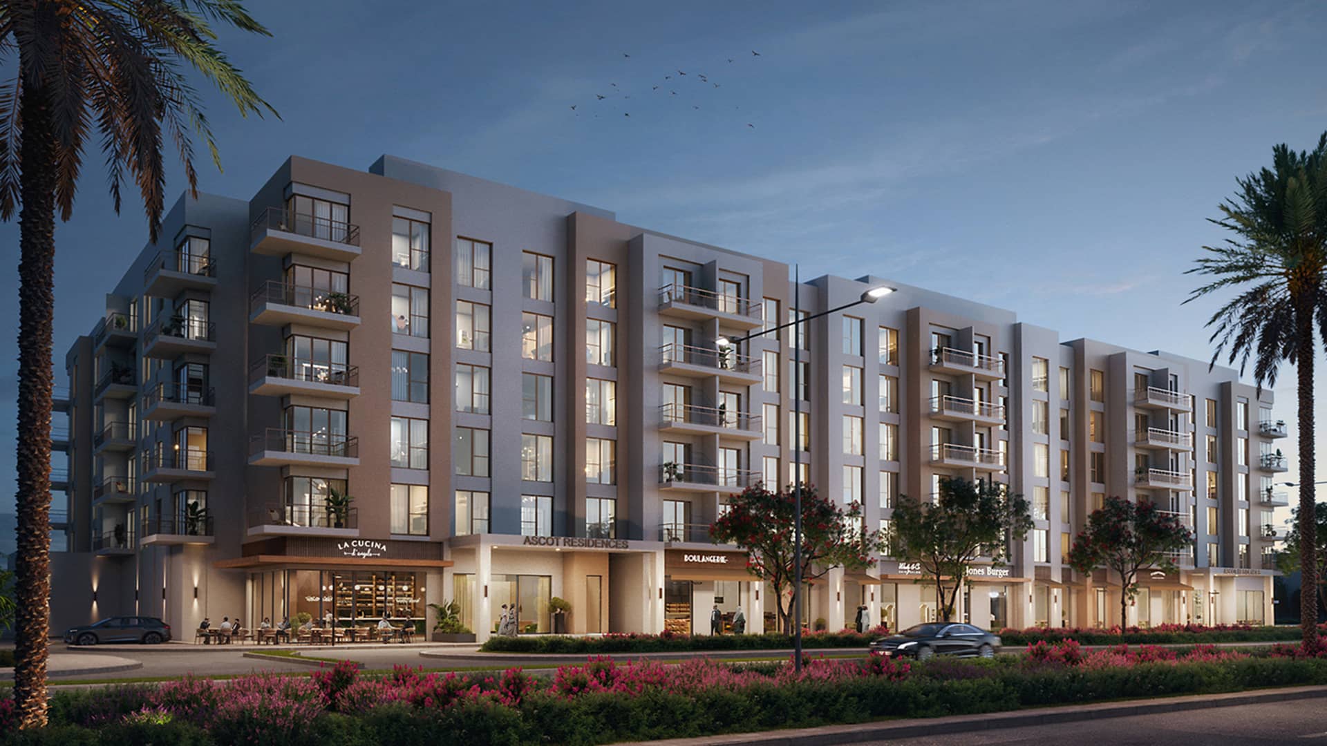 Ascot Residences exterior view in Town Square Dubai