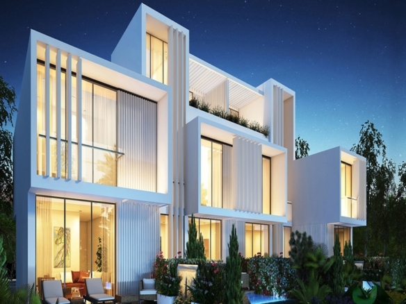 Aurum Villas exterior view in Damac Hills 2 Dubai