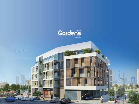 Azizi Gardens residential building exterior in Al Furjan Dubai