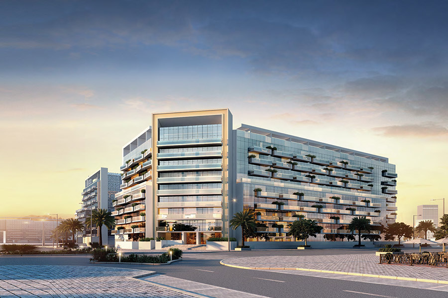 Azizi Mirage 1 residential building exterior in Al Furjan Dubai