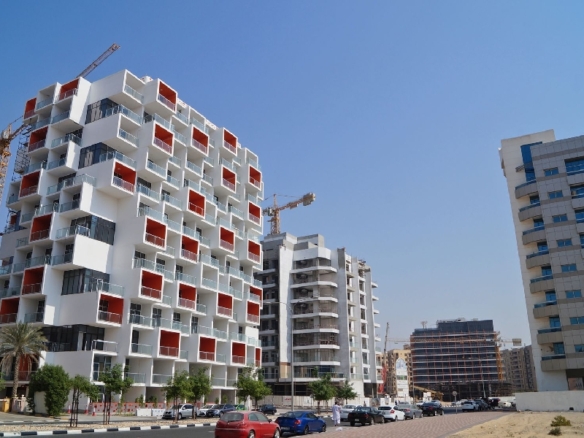 Binghatti Apartments residential building exterior in JVC