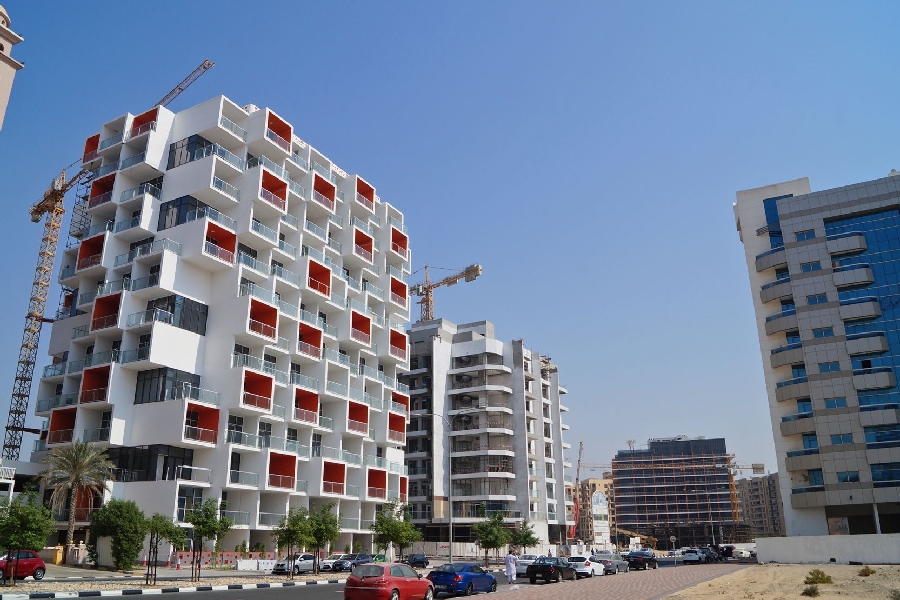 Binghatti Apartments residential building exterior in JVC