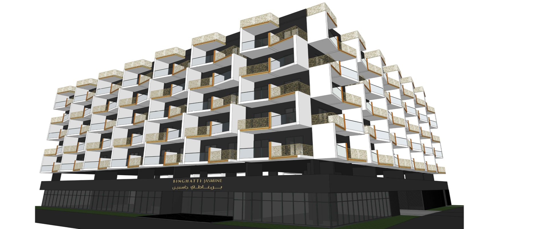 Binghatti Jasmine residential building exterior in JVC