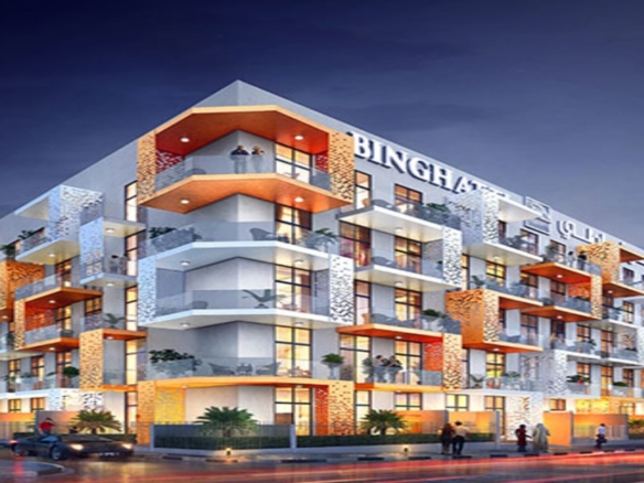 Binghatti Mirage residential facade in JVC
