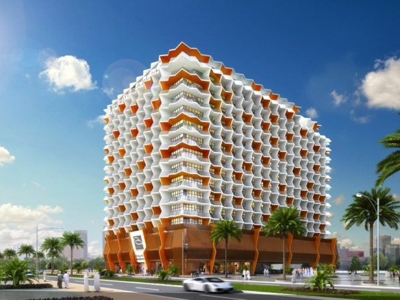 Binghatti Point residential building exterior in JVC