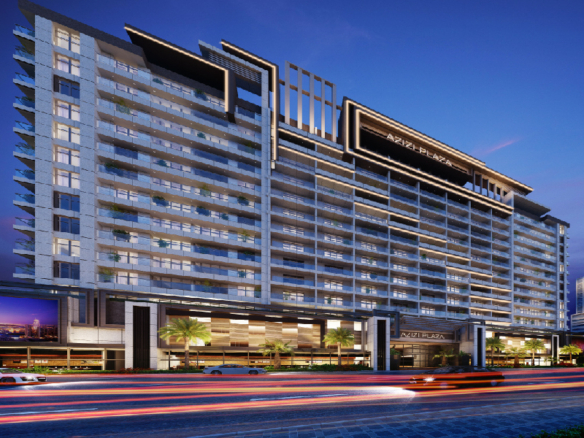 Azizi Plaza residential building exterior in Al Furjan Dubai