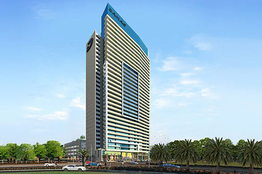 Vantage modern apartment building in Dubai