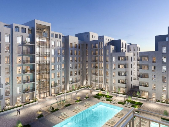 Zahra Breeze Apartments exterior view in Town Square Dubai