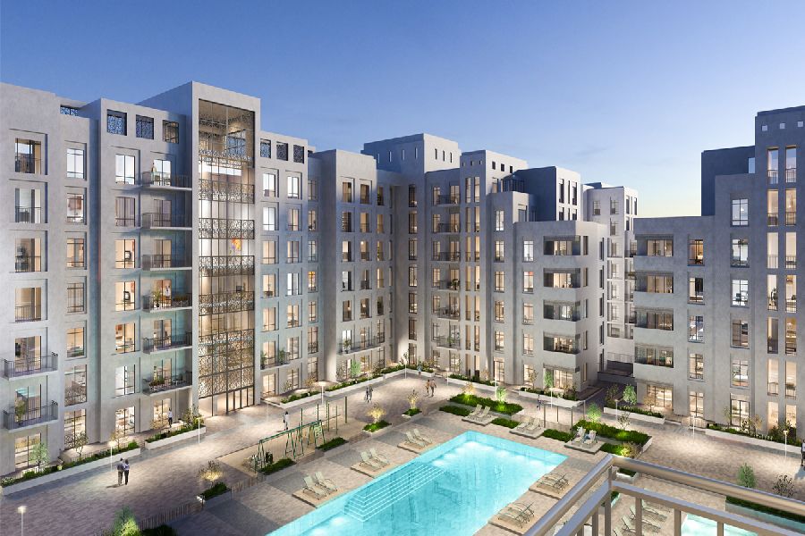 Zahra Breeze Apartments exterior view in Town Square Dubai