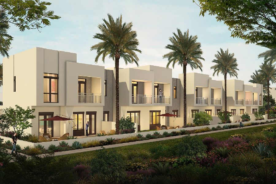 Zahra Townhouses exterior view in Town Square Dubai